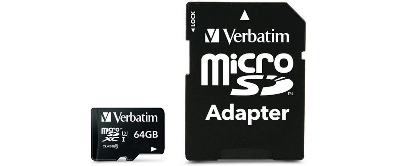 Verbatim microSDXC 64 GB – UHS-I, Klasse 10, U3, 90/45 MB/s, inkl. SD-Adapter
