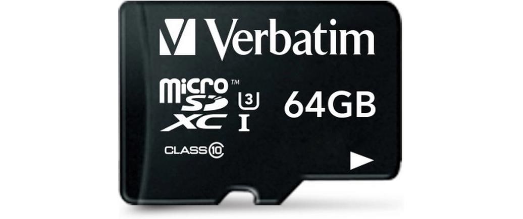 Verbatim microSDXC 64 GB – UHS-I, Klasse 10, U3, 90/45 MB/s, inkl. SD-Adapter