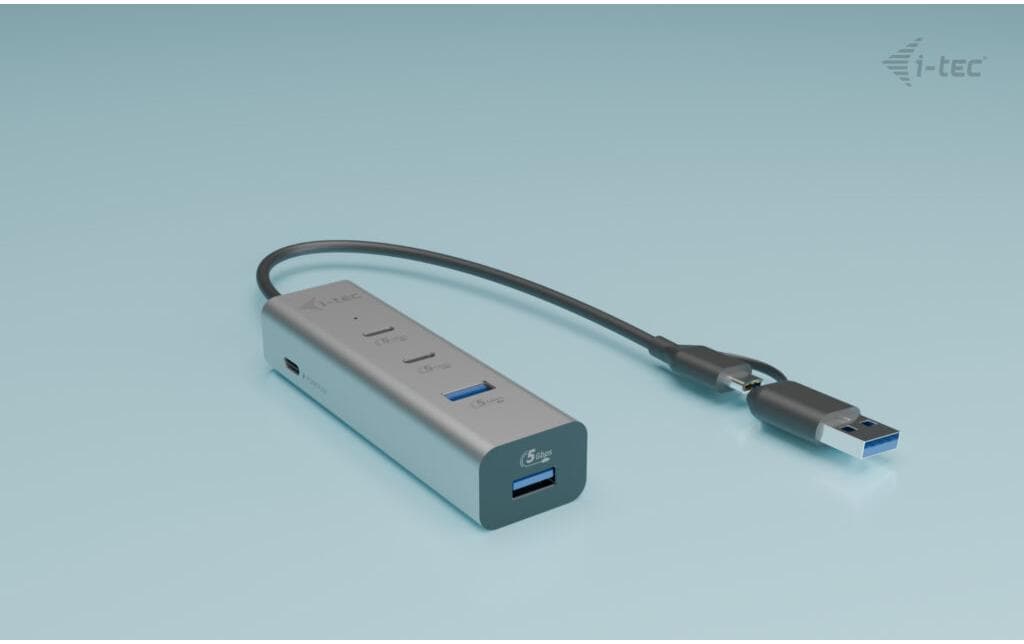 i-tec Universeller Ladender Metall USB-Hub – USB-C/USB-A, 2× USB-A, 2× USB-C, 85 W PD, für Windows/Mac/ChromeOS