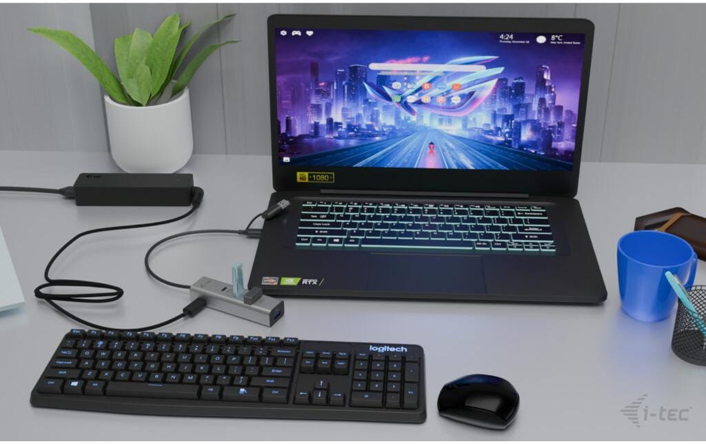 i-tec Universeller Ladender Metall USB-Hub – USB-C/USB-A, 2× USB-A, 2× USB-C, 85 W PD, für Windows/Mac/ChromeOS