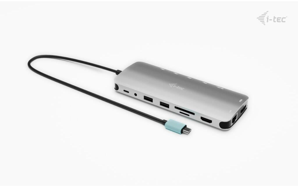 i-tec Metal Nano Dockingstation – USB-C, 2× HDMI, 1× USB-C (Video), 3× USB-A, 3× USB-C, 140 W PD, GbE