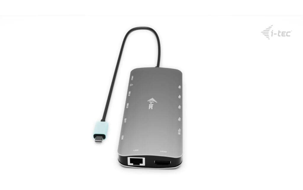 i-tec Metal Nano Dockingstation – USB-C, 2× HDMI, 1× USB-C (Video), 3× USB-A, 3× USB-C, 140 W PD, GbE
