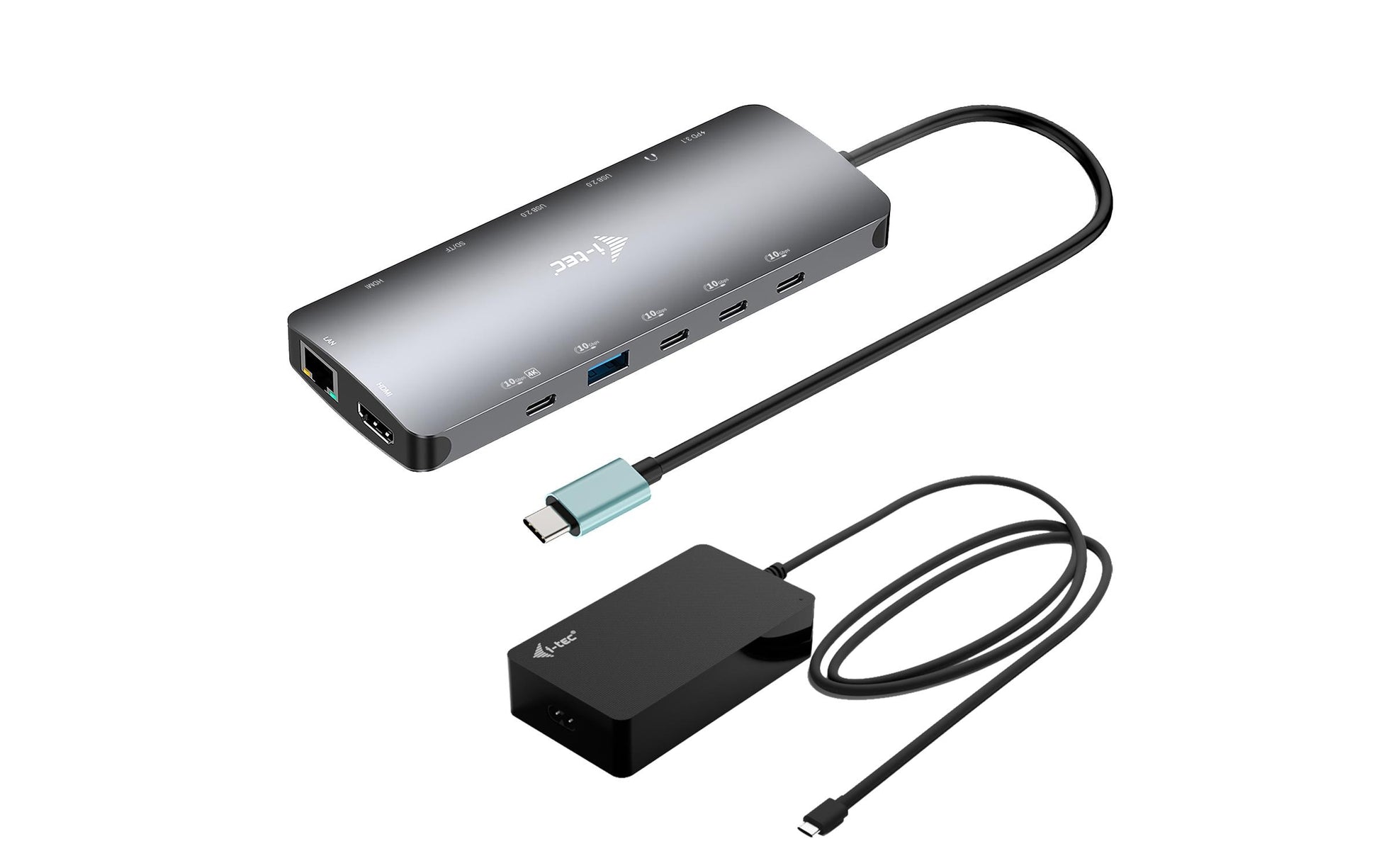 i-tec Metal Nano Dockingstation – USB-C, 2× HDMI, 1× USB-C (Video), 3× USB-A, 3× USB-C, 140 W PD, GbE