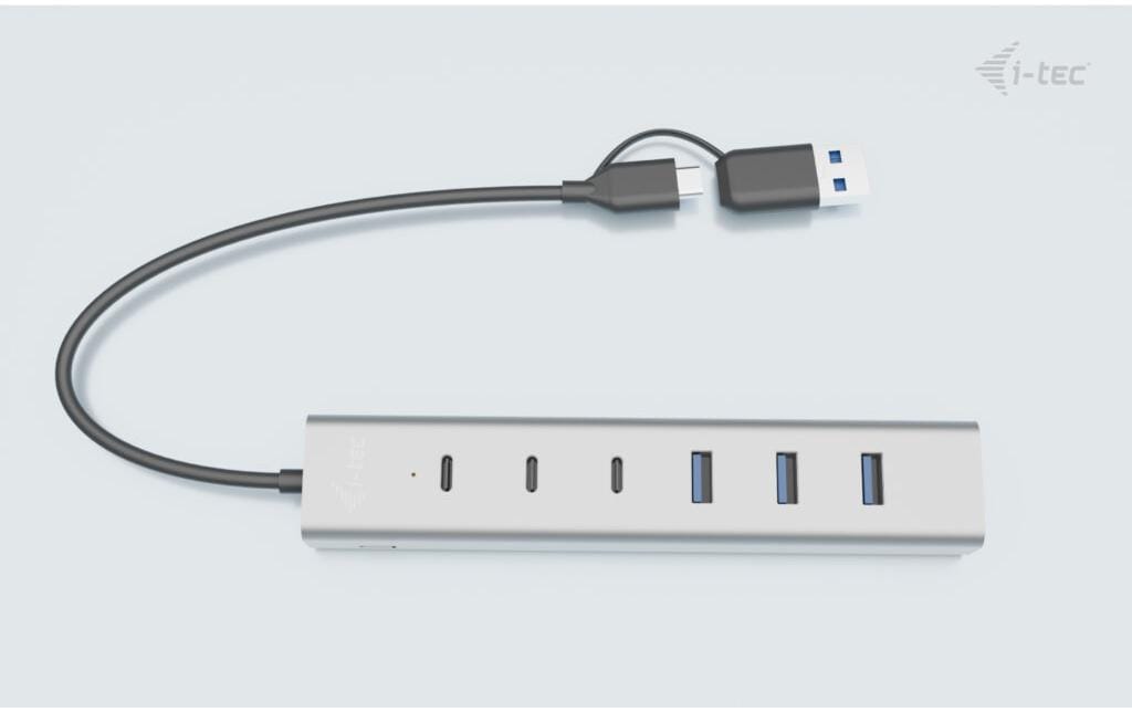 i-tec USB-Hub – USB 3.2 Gen 1, 3× USB-C, 4× USB-A, für Windows/Mac/ChromeOS