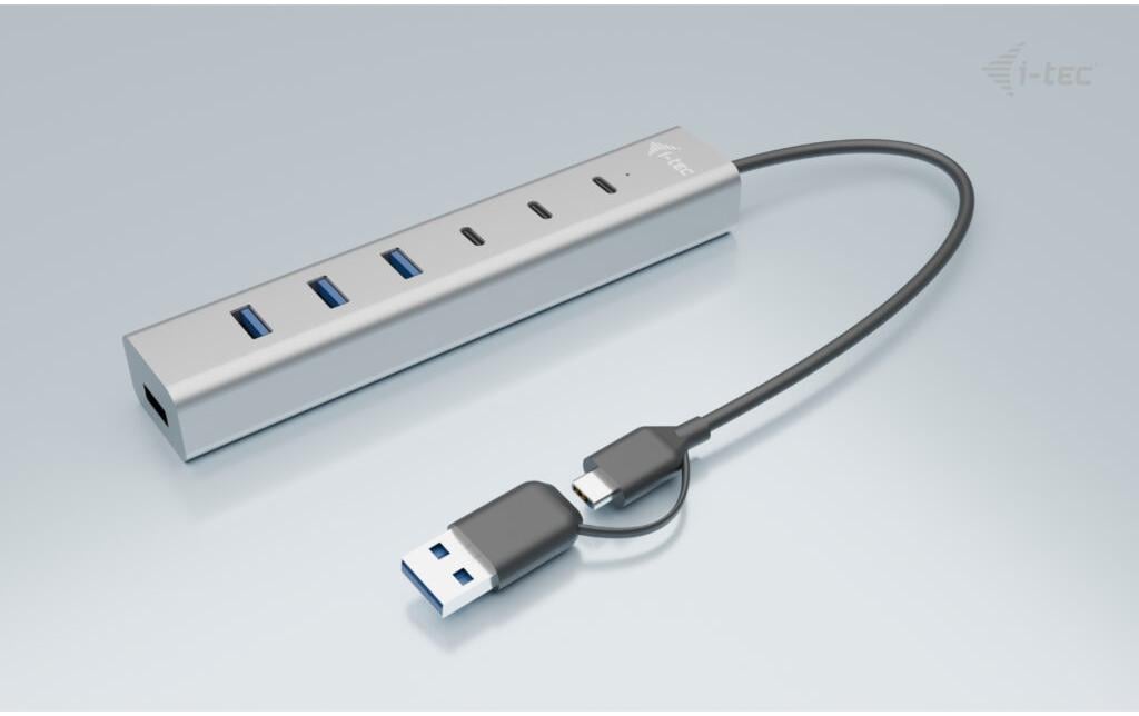 i-tec USB-Hub – USB 3.2 Gen 1, 3× USB-C, 4× USB-A, für Windows/Mac/ChromeOS