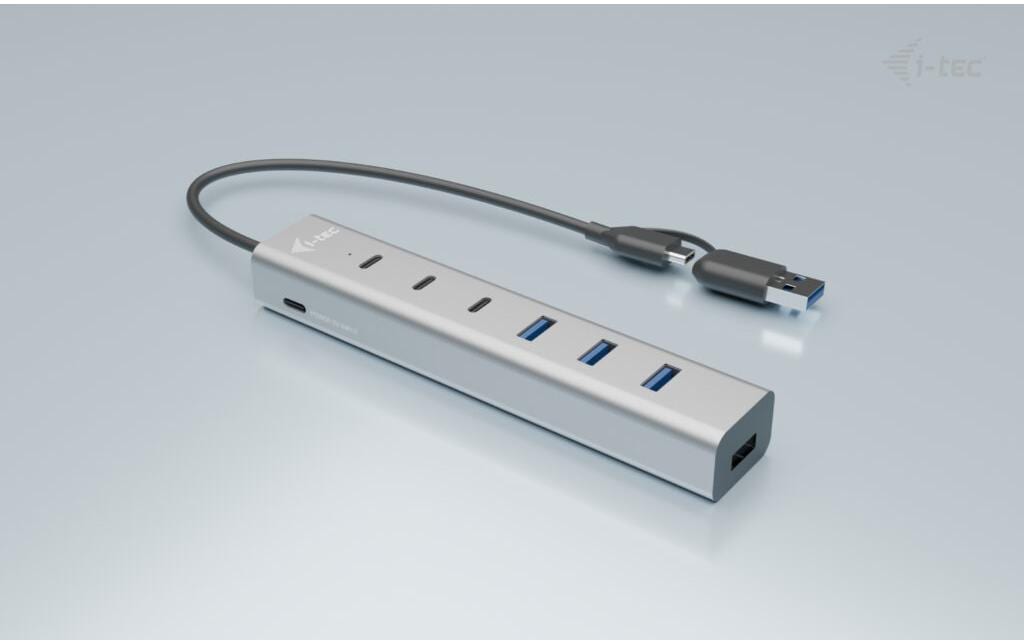 i-tec USB-Hub – USB 3.2 Gen 1, 3× USB-C, 4× USB-A, für Windows/Mac/ChromeOS