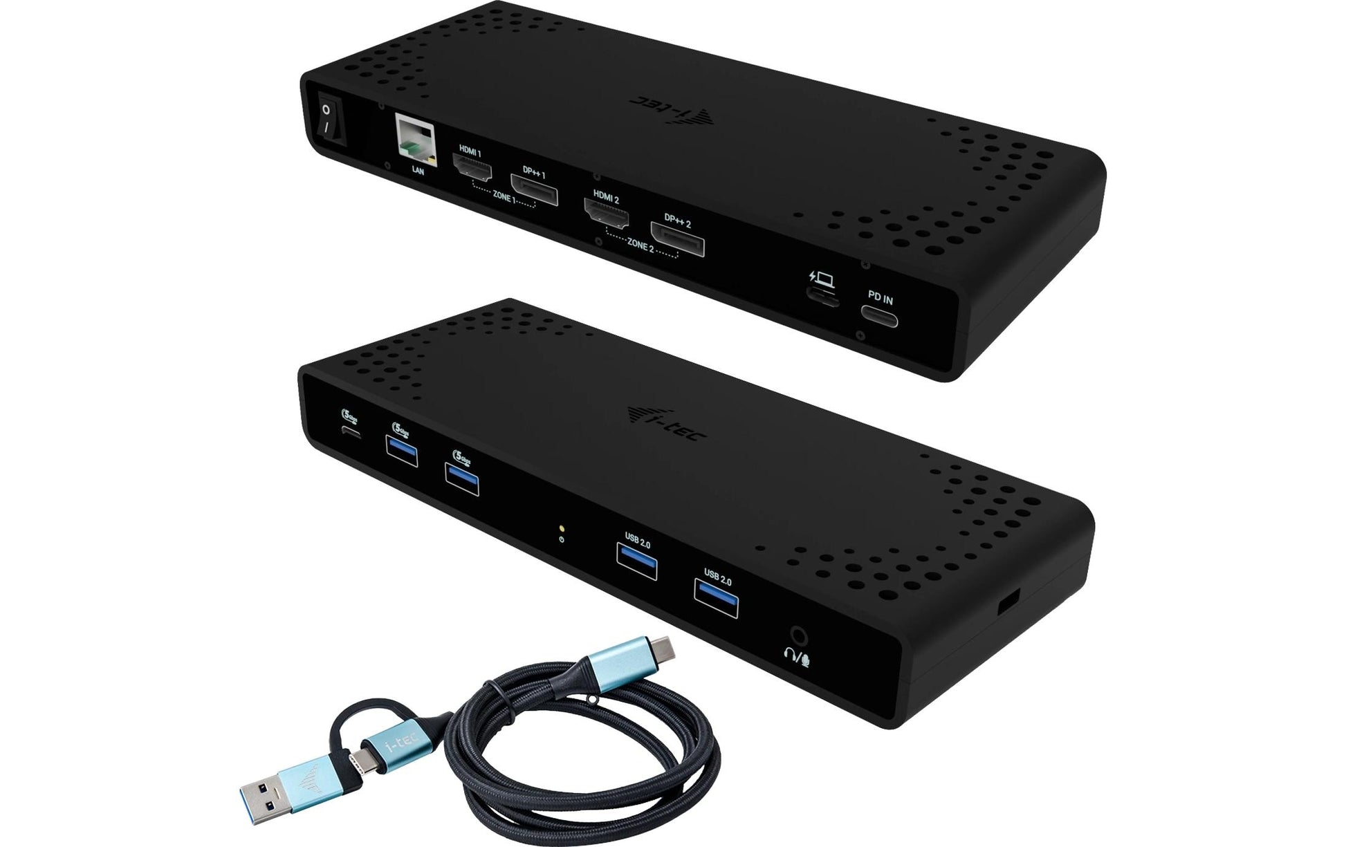 I-TEC Uni Dual 4K Dockingstation – USB-C, 2× DP, 2× HDMI, 4× USB-A, 85 W PD, GbE, für Windows/Mac