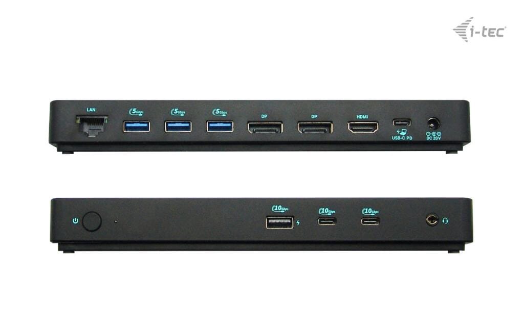 i-tec Gen2 Pro Dockingstation – USB-C, 2× DP, 1× HDMI, 5× USB-A, 100 W PD, GbE, 3,5 mm Audio, für Windows/Mac