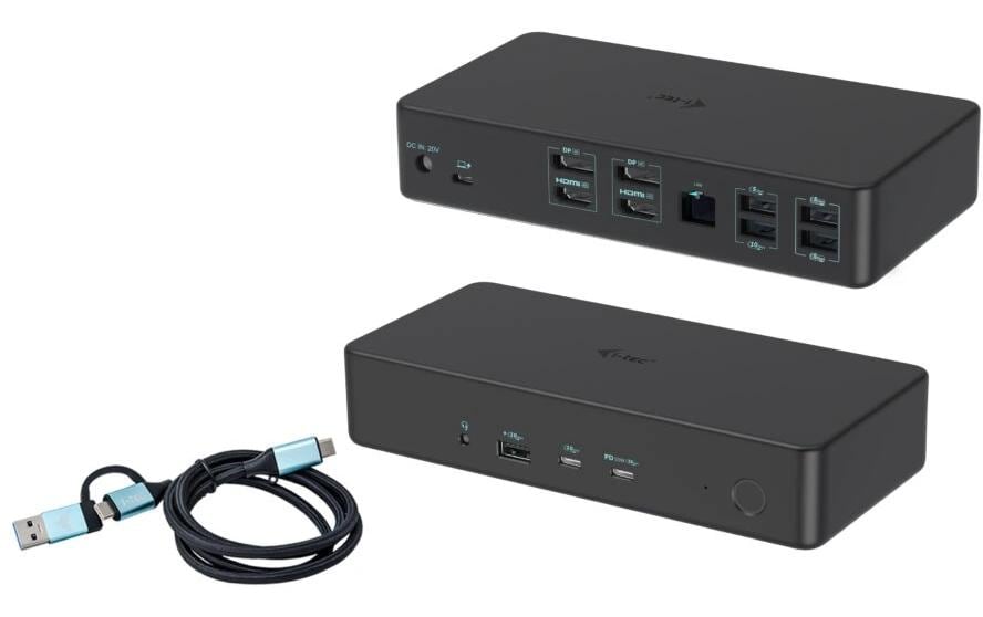 i-tec Dockingstation – USB-C, 2× DP, 2× HDMI, 5× USB-A, 100 W PD, GbE, für Windows/Mac