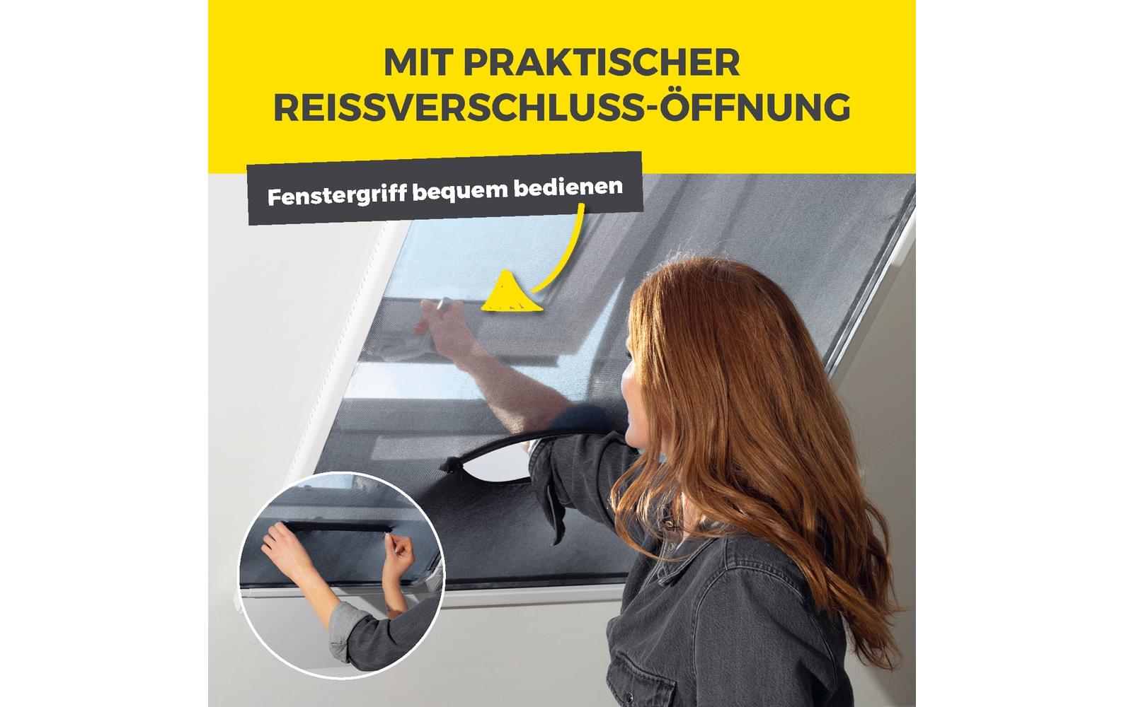 Easymaxx Magic Fit Fenster-Fliegengitter – 160 × 100 cm – schwarz – für Dachfenster, für Wespen