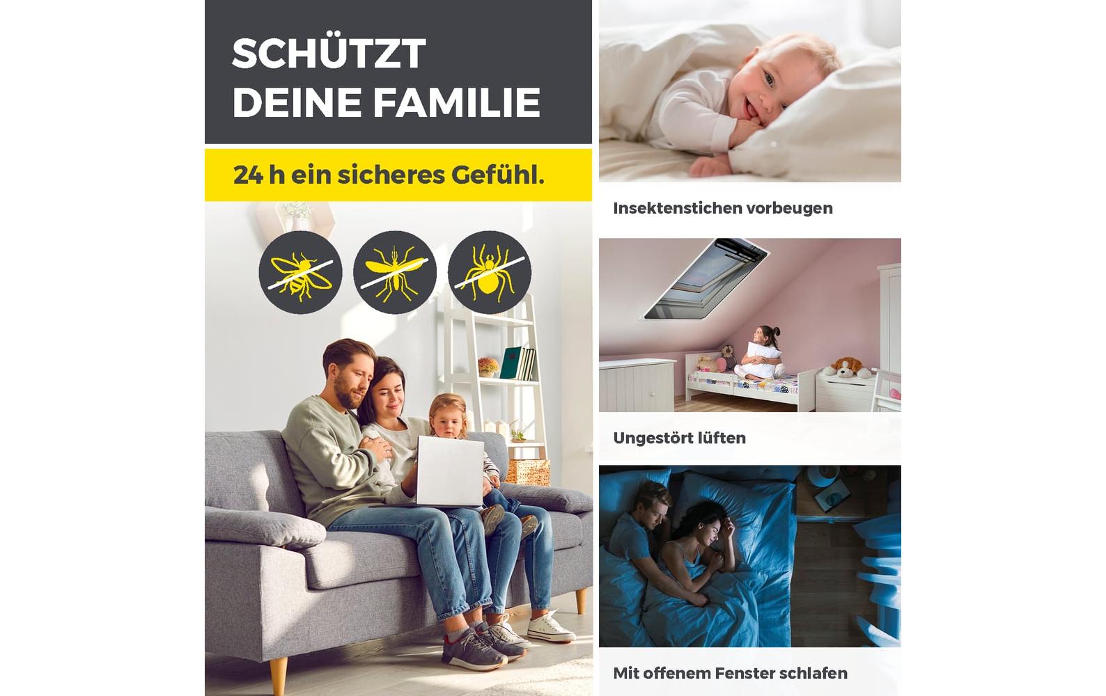 Easymaxx Magic Fit Fenster-Fliegengitter – 160 × 100 cm – schwarz – für Dachfenster, für Wespen