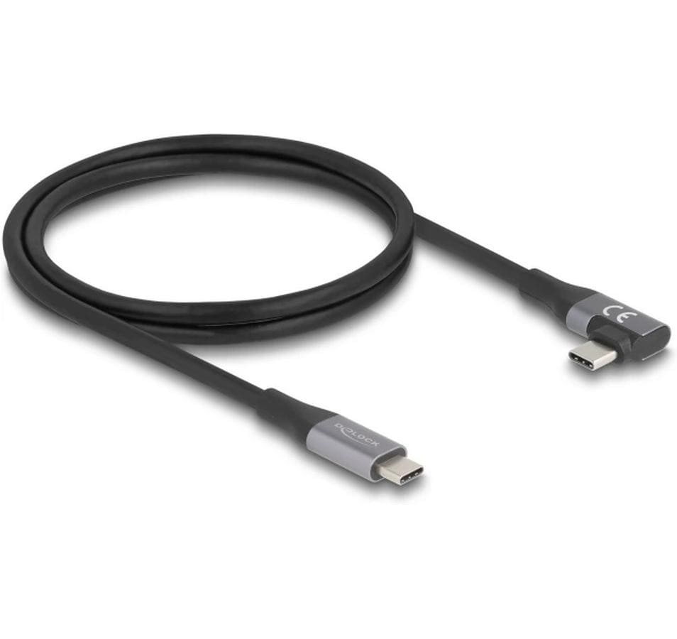 DeLOCK Thunderbolt 4 (USB-C) Kabel – 40 Gbit/s – 1 m – PD 240 W – Abgewinkelt – Schwarz