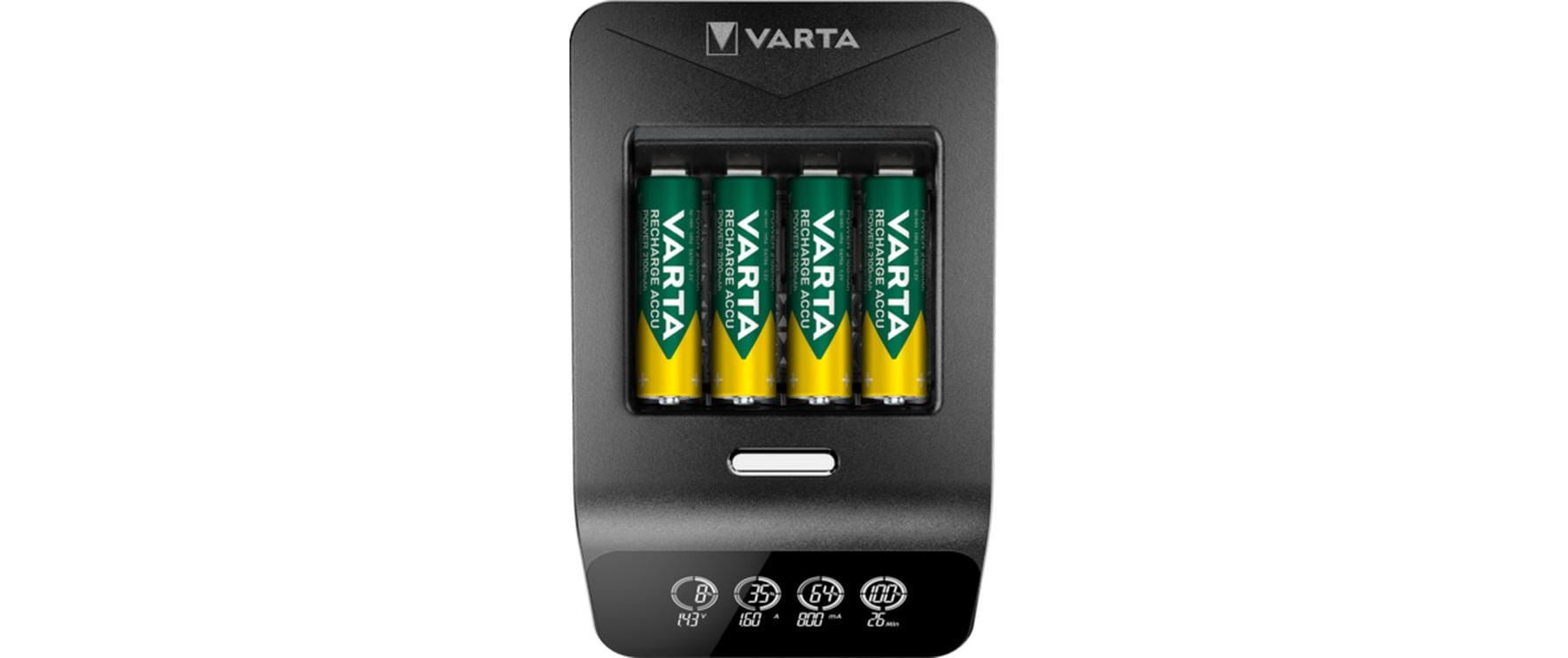 Varta LCD Ultra Fast Charger+ Batterieladegerät 4× – für AA, AAA – inkl. 4× AA (2100 mAh)