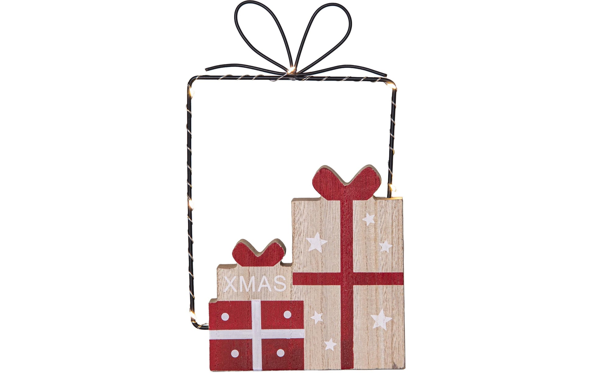 Star Trading Dekorationsfigur JOLLY – 25 cm, 0,07 W, Warmweiss, Rot/Holz, Timer, Batteriebetrieben