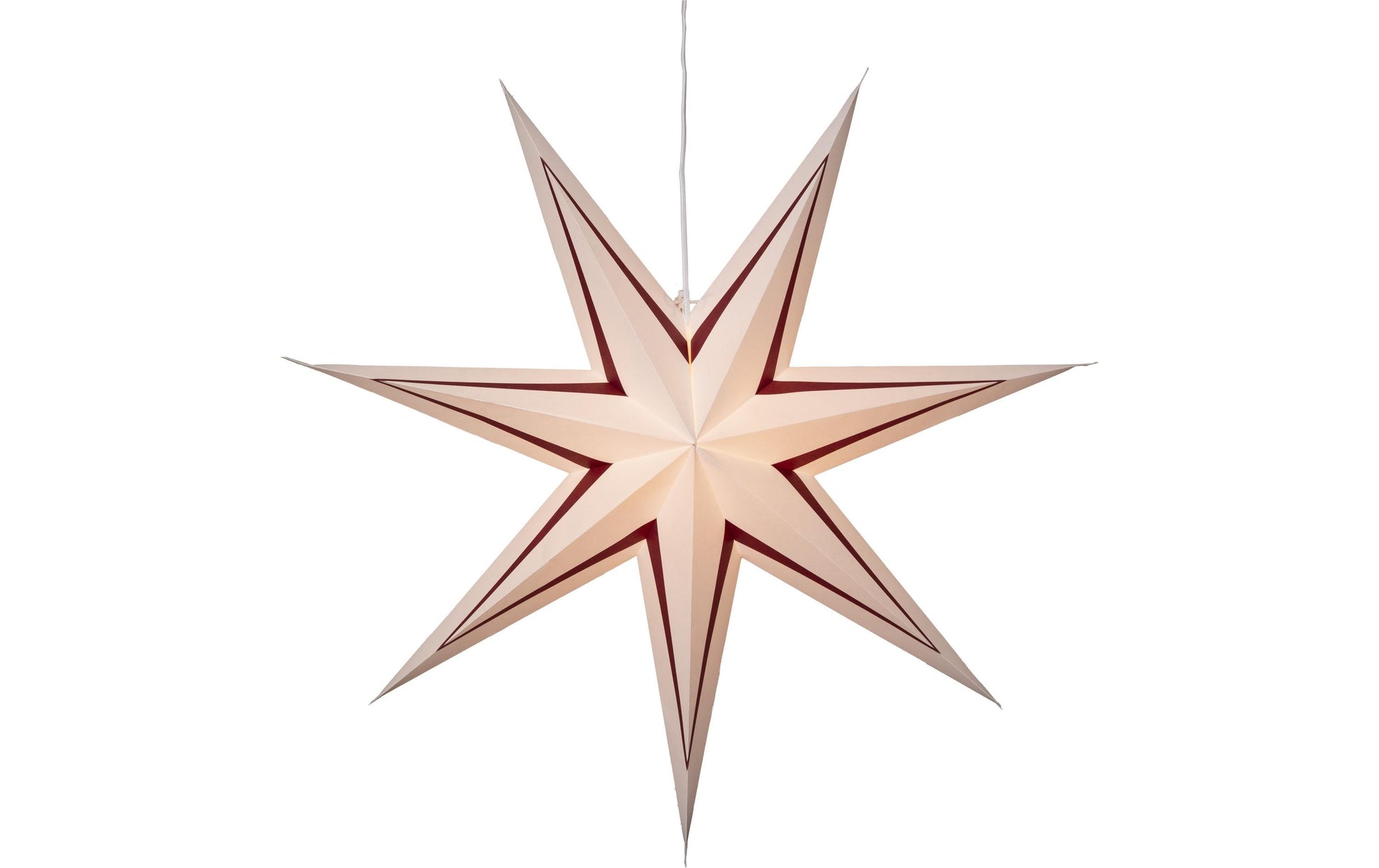 Star Trading Dekolicht Paper Star Stripe – 80 × 17 cm, Papier, Stern, Netzbetrieb, Weiss/Rot