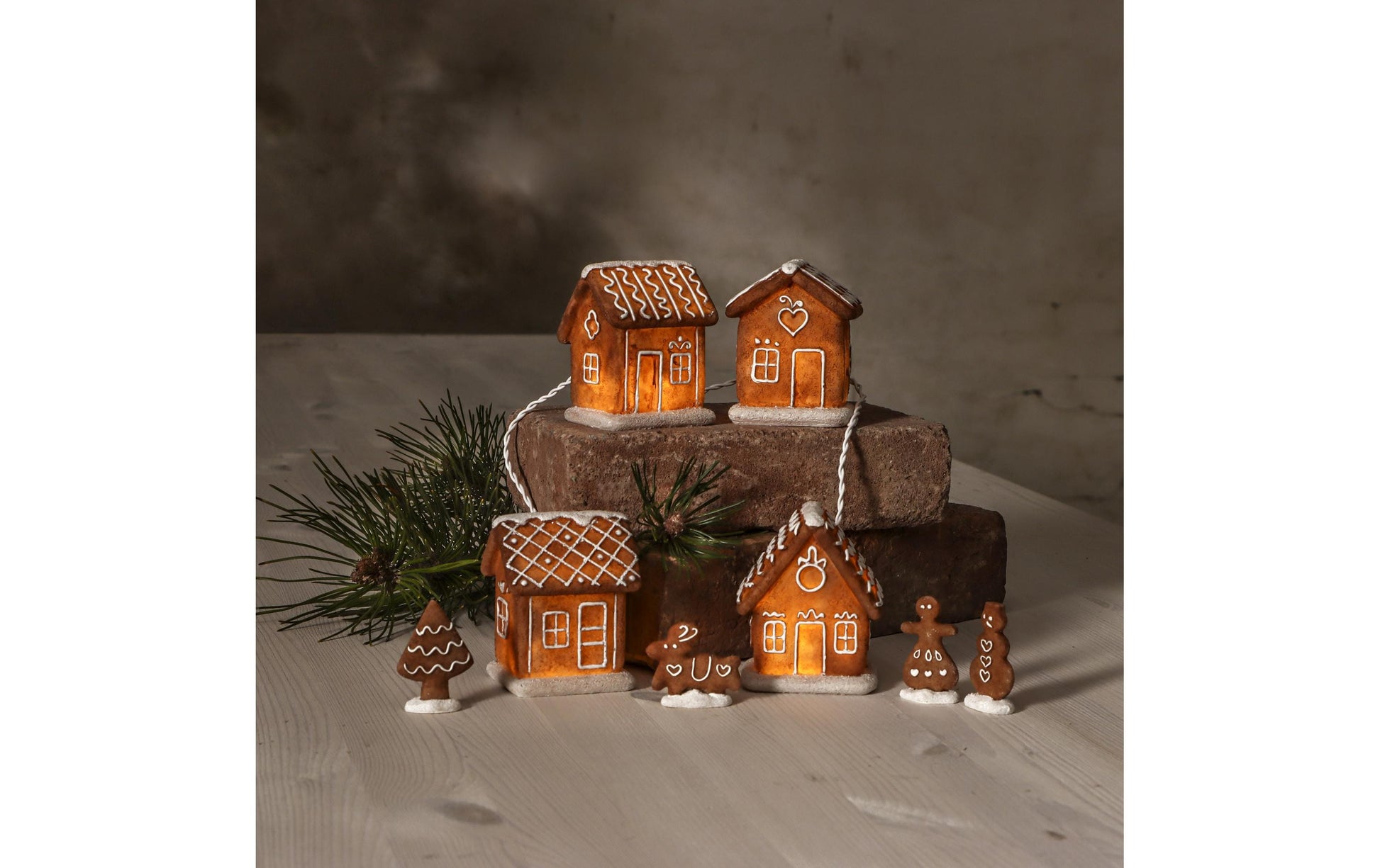 Star Trading Dekolicht – Set, 30 × 5,5 × 8 cm, Warmweiss, Timer 6h/18h, Akku, Braun