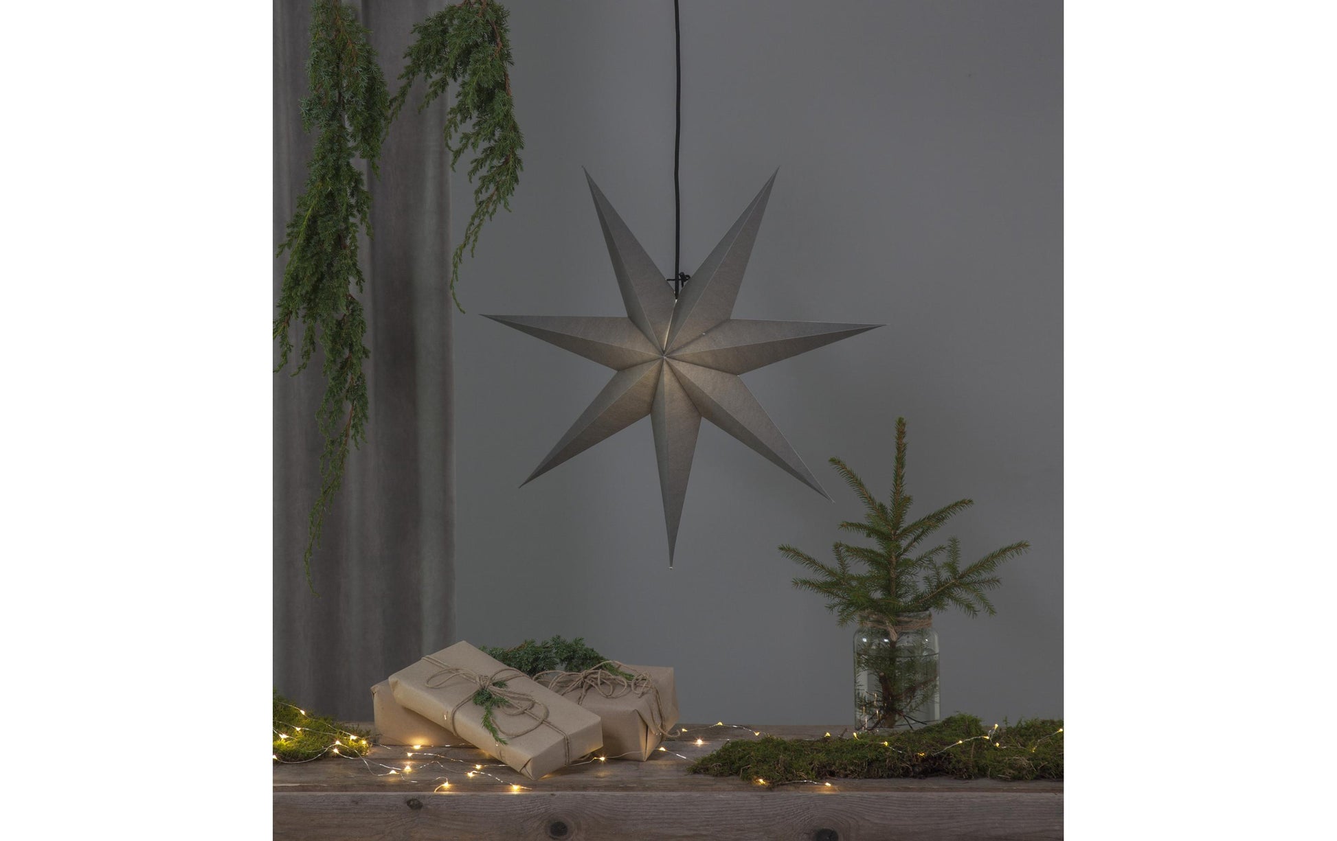 Star Trading Dekorationsfigur – für E14, 70 × 70 × 16 cm – Papier, grau