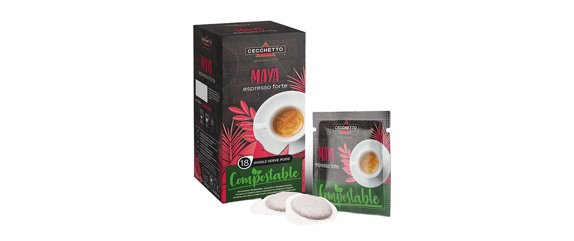 CECCHETTO Maya Espresso Forte – Kaffeepads für E.S.E. – Intensität 5, 18 Pads