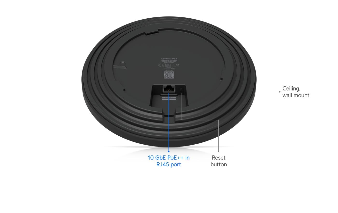 Ubiquiti UniFi U7 Pro XGS – Wi‑Fi 7 Access Point, Tri‑Band (2,4/5/6 GHz), 10GbE, PoE++, Wand/Decke, Schwarz
