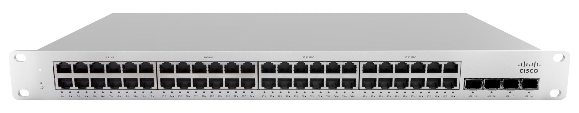 Cisco MS210-48LP – Verwalteter L3 Switch – 48× 1G, 4× SFP, PoE+, PoE-Budget 370 W, 19", 1U