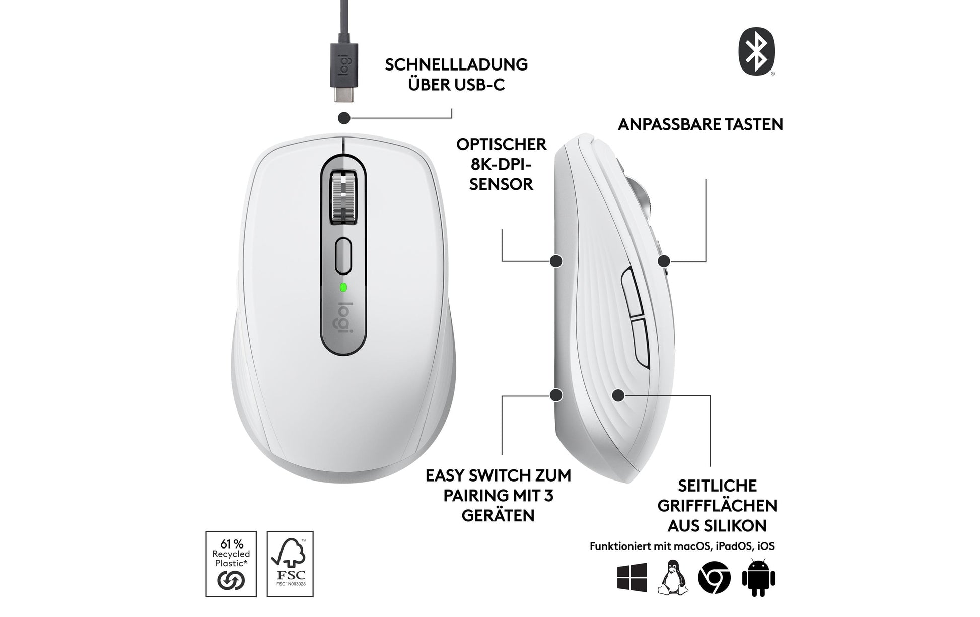 Logitech MX Anywhere 3S für Business Maus – blassgrau