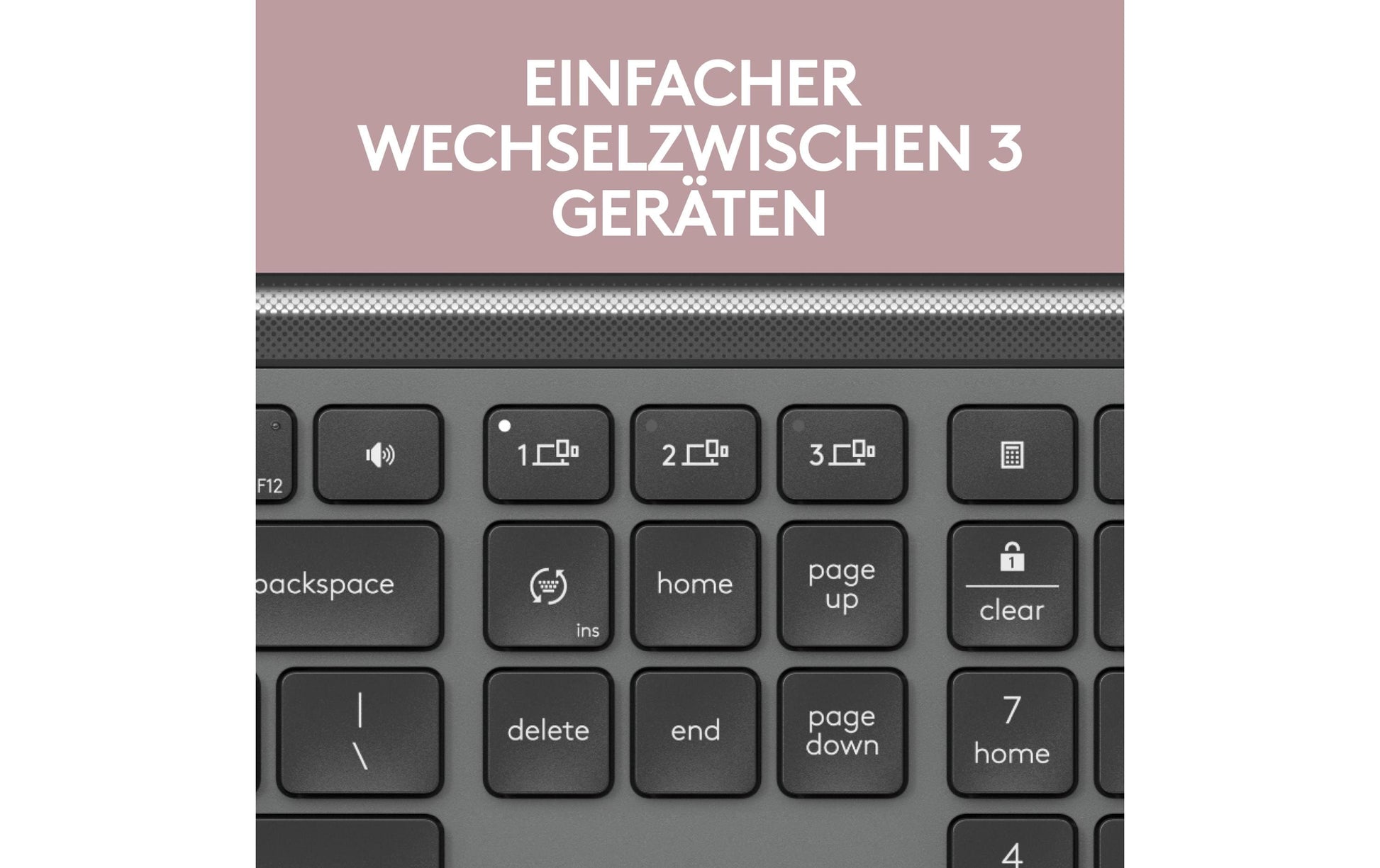 Logitech Slim Combo MK950 – Tastatur, CH-Layout (DE-CH), Grau