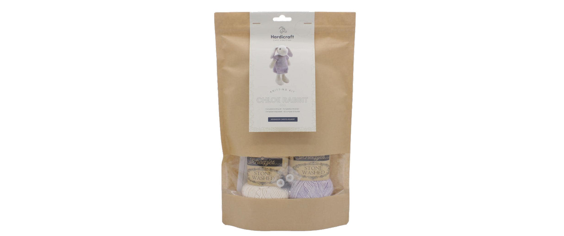 Hardicraft Strickset – Hase Chloe – 25 cm – lila, weiss