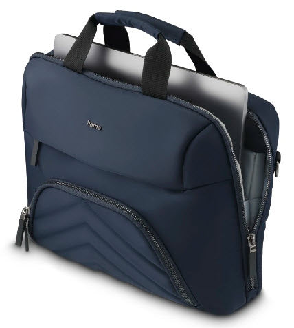 Hama Premium Leichte Notebook-Tasche bis 16,2" – Abnehmbarer Schultergurt, Trolleyband – Dunkelblau