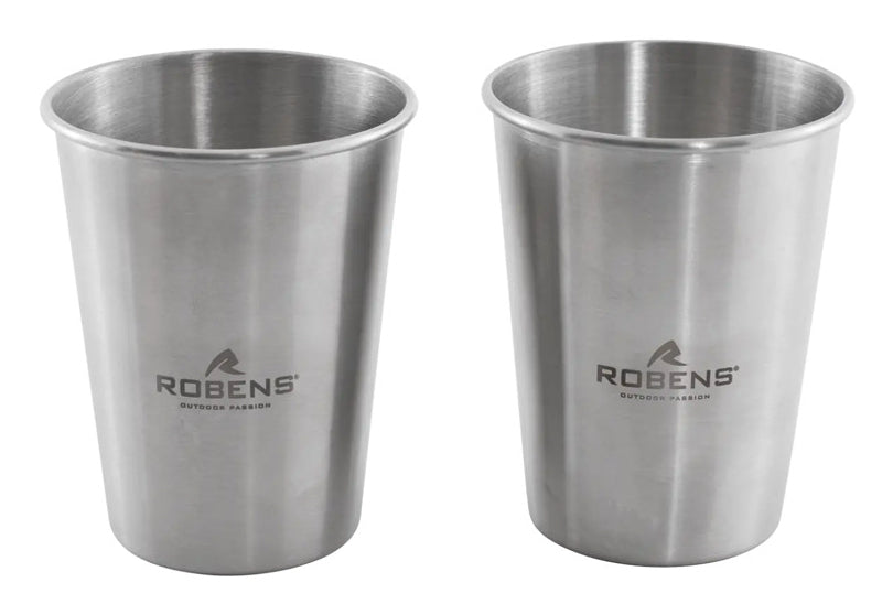 Robens Becher – 2er Set, 350 ml, Ø 8,0 cm, H 10,4 cm, Edelstahl, Silber, stapelbar, lebensmittelecht