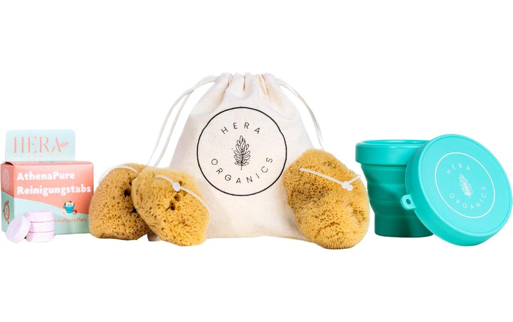 Hera organics Menstruationsschwämme M – mit Faden, inkl. Etui – 3 Stk