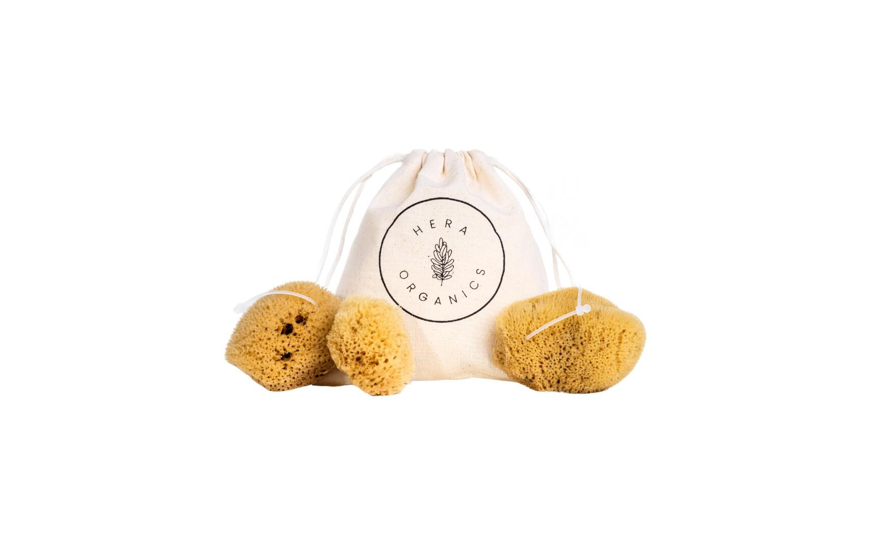 Hera organics Menstruationsschwamm Faden Gr. S – inkl. Applikator – 3 Stk – Naturschwamm