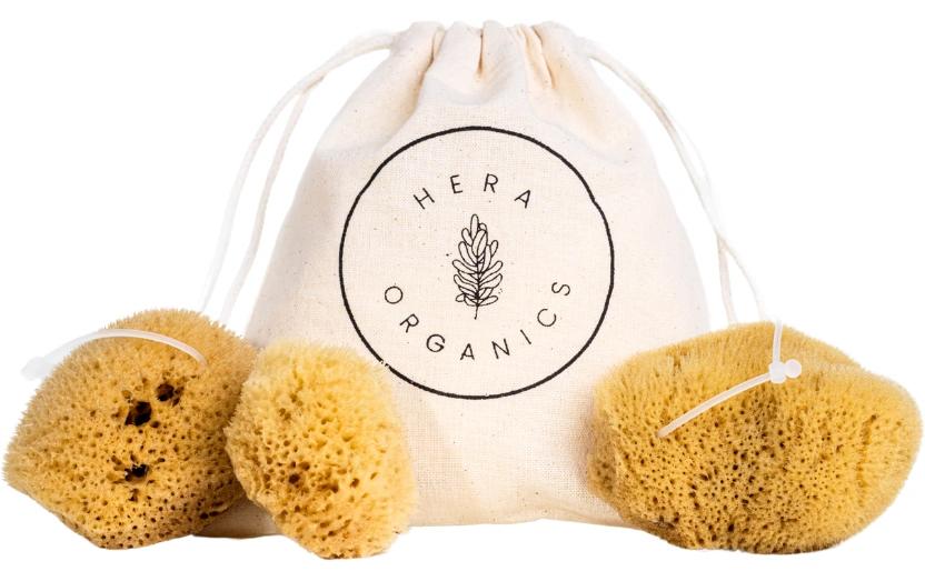 Hera organics Menstruationsschwamm – stark saugfähig, inkl. Applikator – Gr. M, 3 Stück – Naturschwamm