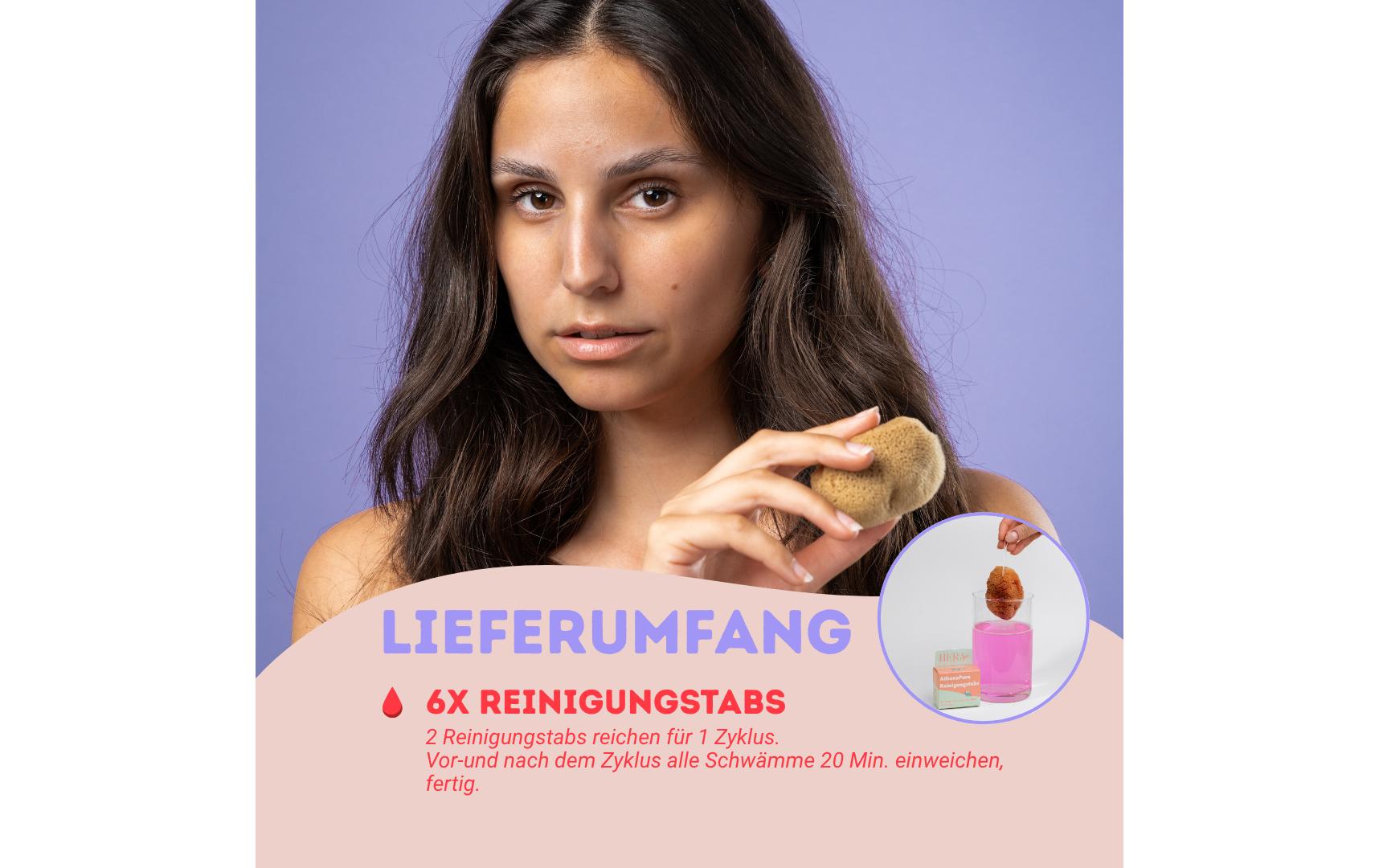 Hera organics Reinigungstabs – für Menstruationsschwamm – 6 Stk