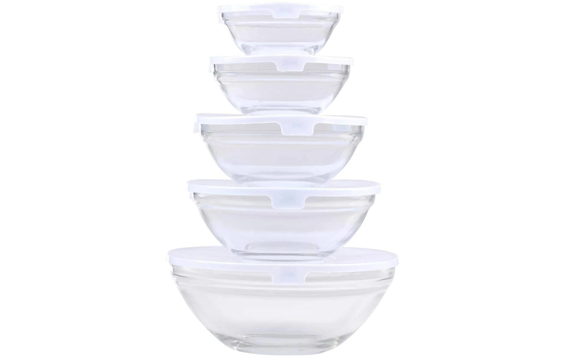 Alpina Schüssel-Set, 5-teilig, 130/220/330/450/900 ml, Ø 21,0 cm, Glas, mit Deckel