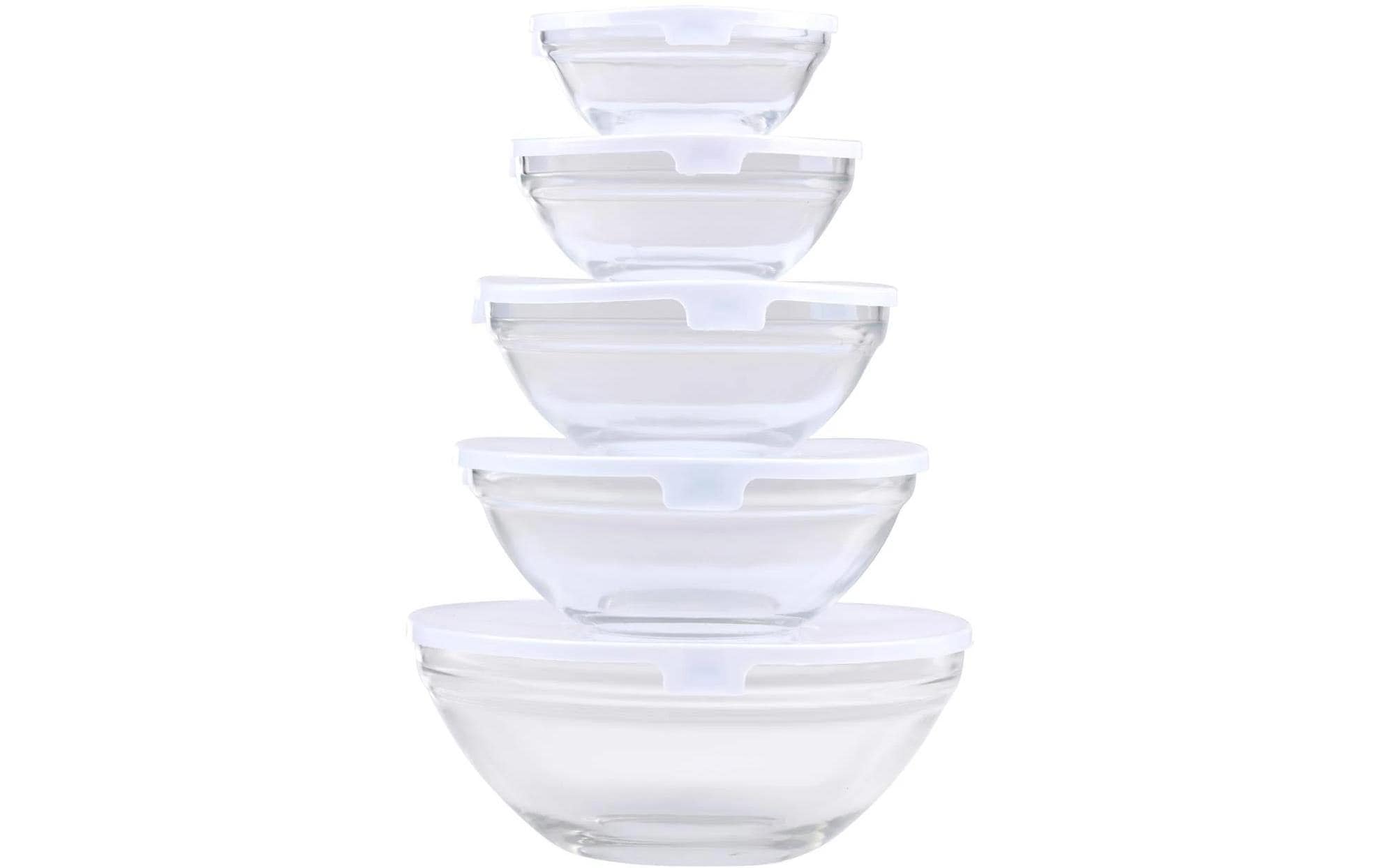Alpina Schüssel-Set, 5-teilig, 130/220/330/450/900 ml, Ø 21,0 cm, Glas, mit Deckel