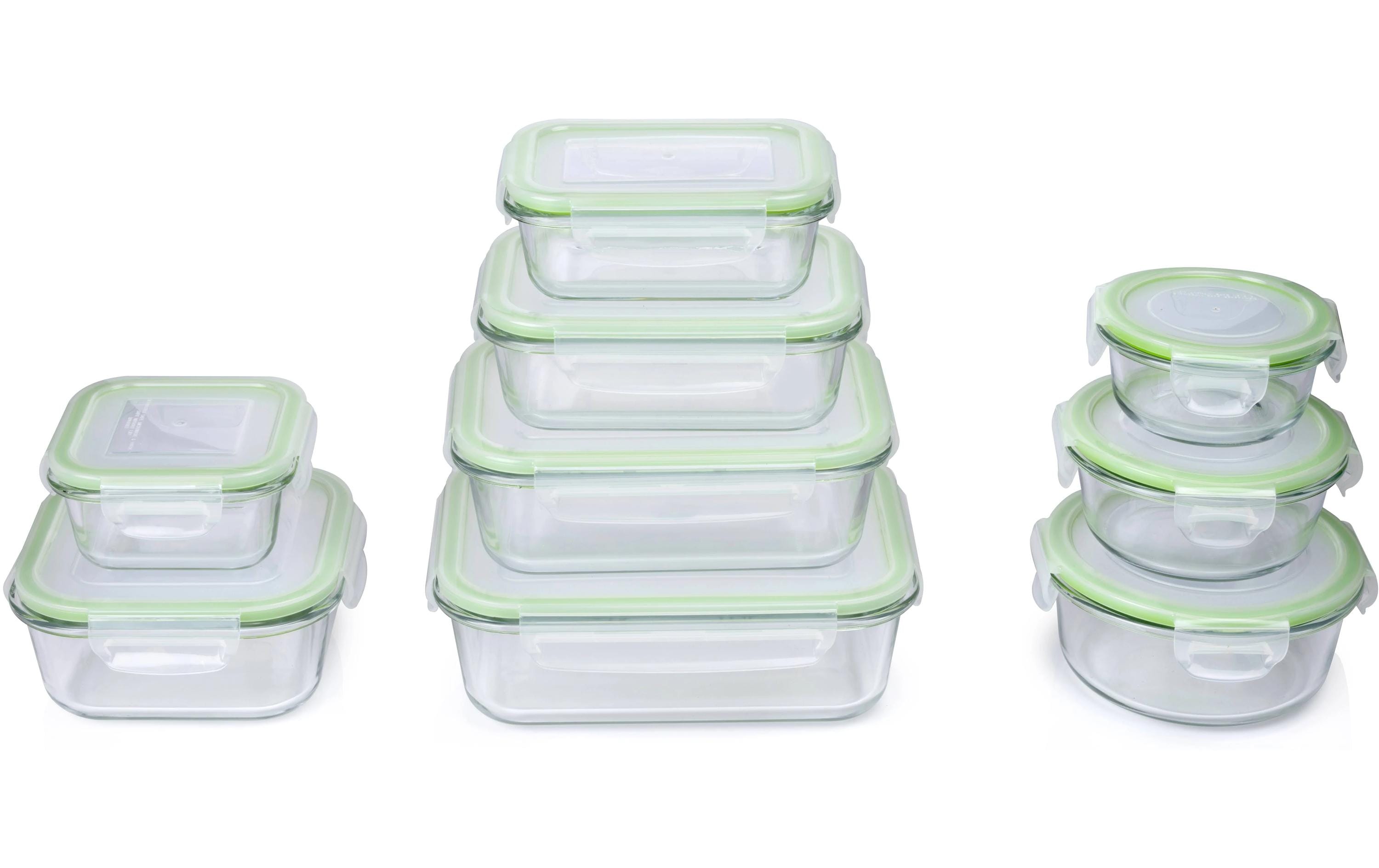 Alpina Vorratsdose 6,0 l, 23 × 17,5 × 7,5 cm, Glas/Kunststoff, transparent/grün, 9-teilig