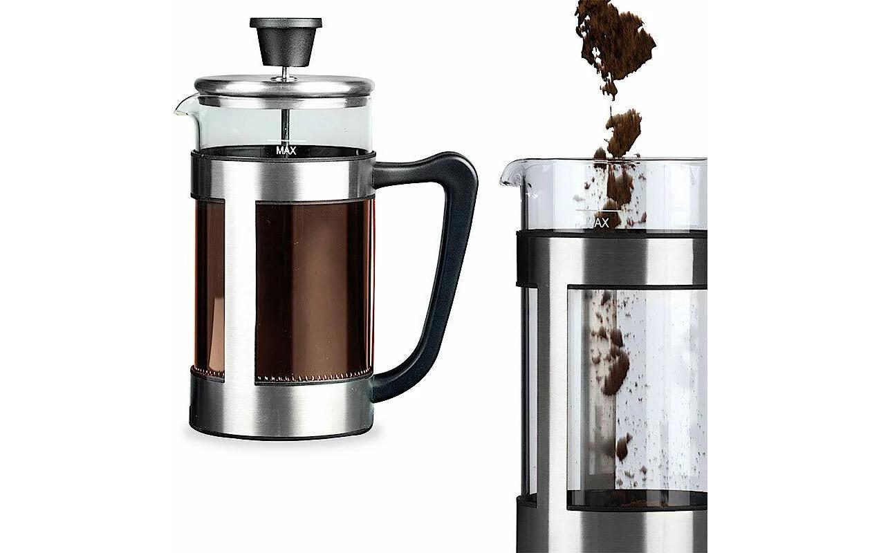 Alpina French Press / Kaffeebereiter – 1 l, 8 Tassen, Glas/Edelstahl, Schwarz