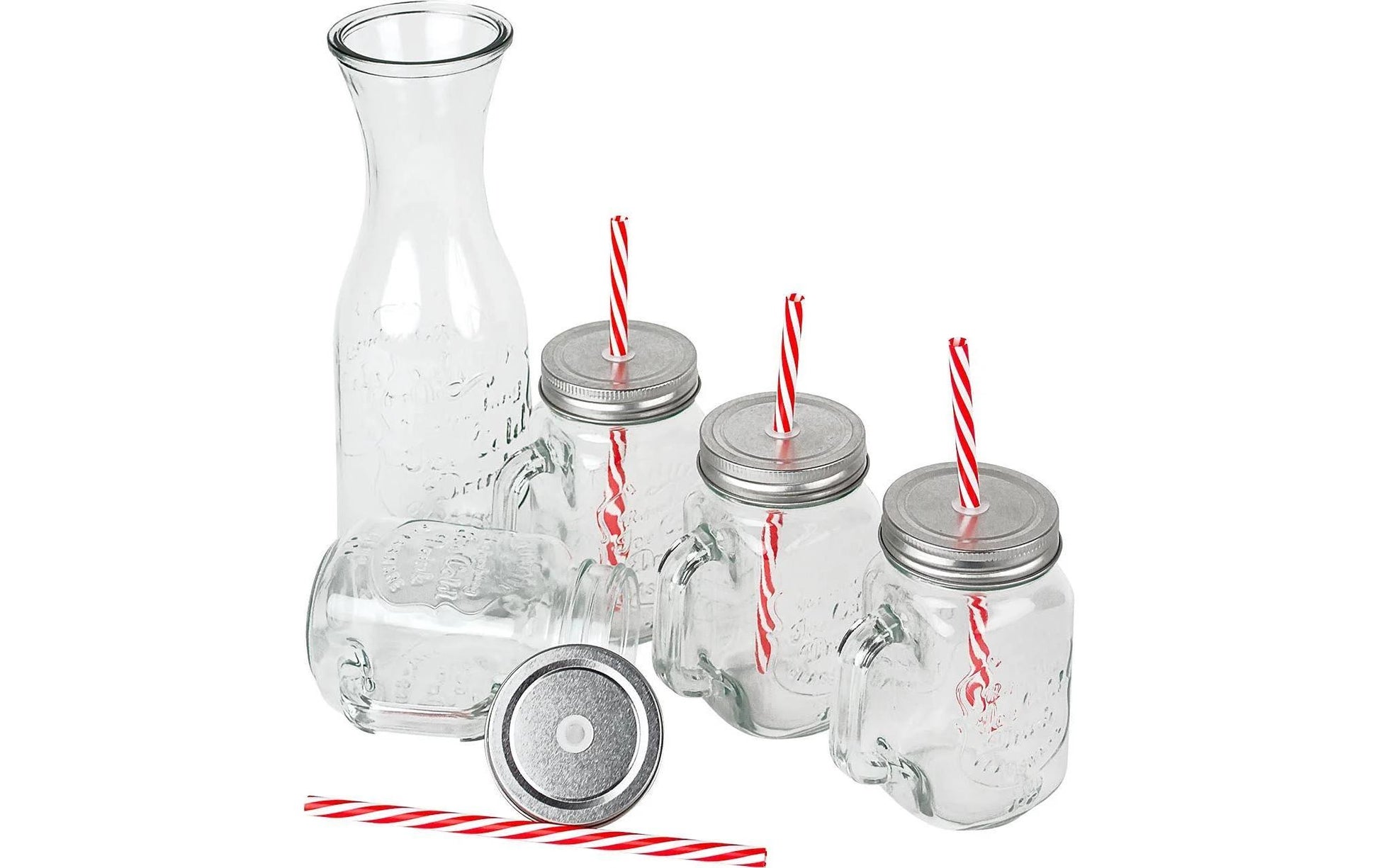 Alpina Trinkgläser mit Karaffe – 6-teiliges Set, 5×420 ml + Karaffe 1 l, Ø 11 cm, Glas, Transparent