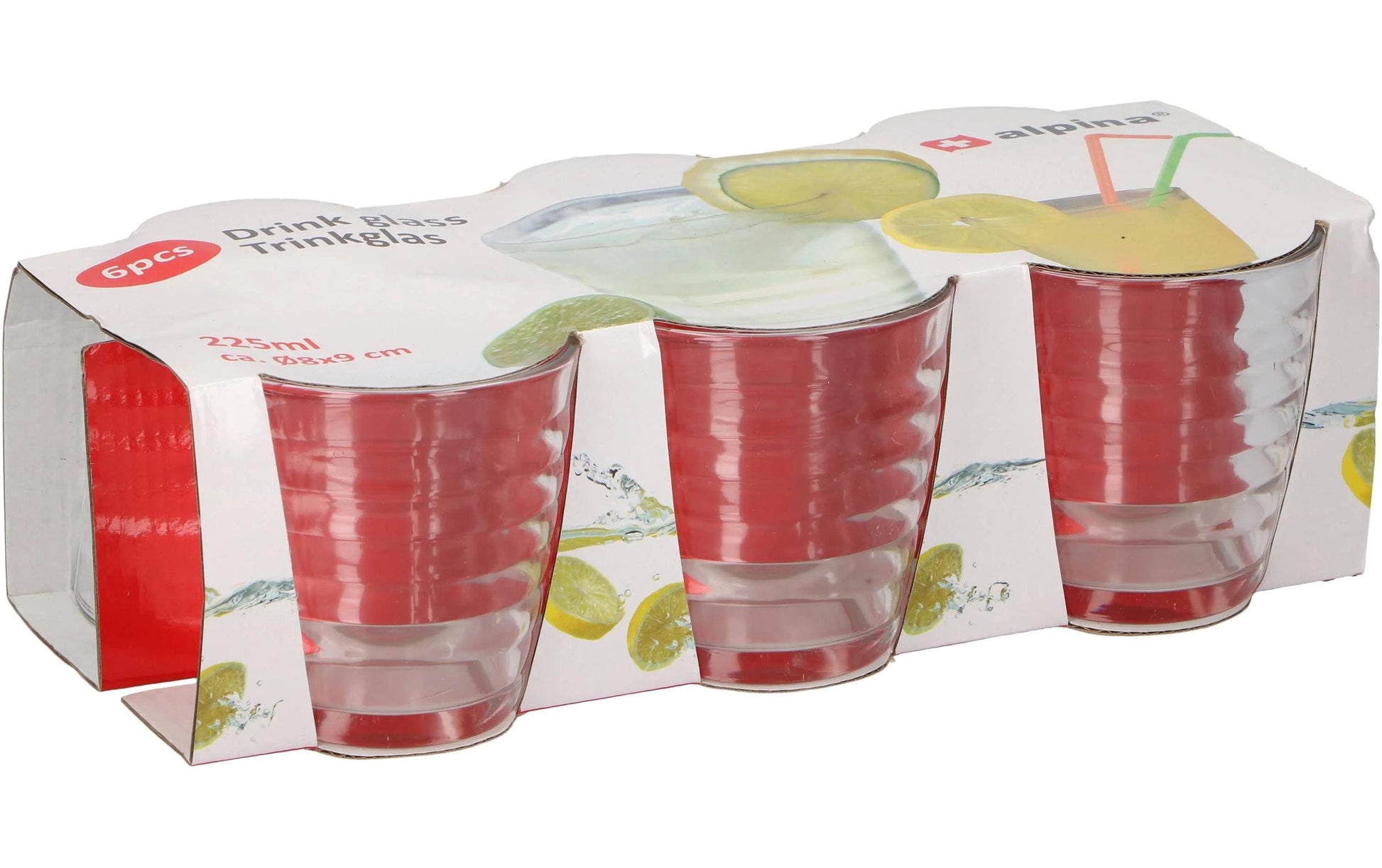 Alpina Trinkglas – 6er Set, 225 ml, Ø 8 cm, Glas, Transparent, spülmaschinenfest