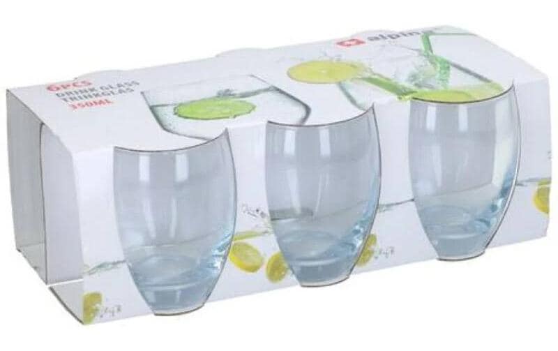 Alpina Trinkglas – 6er Set, 350 ml, Ø 7,7 cm, Glas, Transparent, spülmaschinenfest