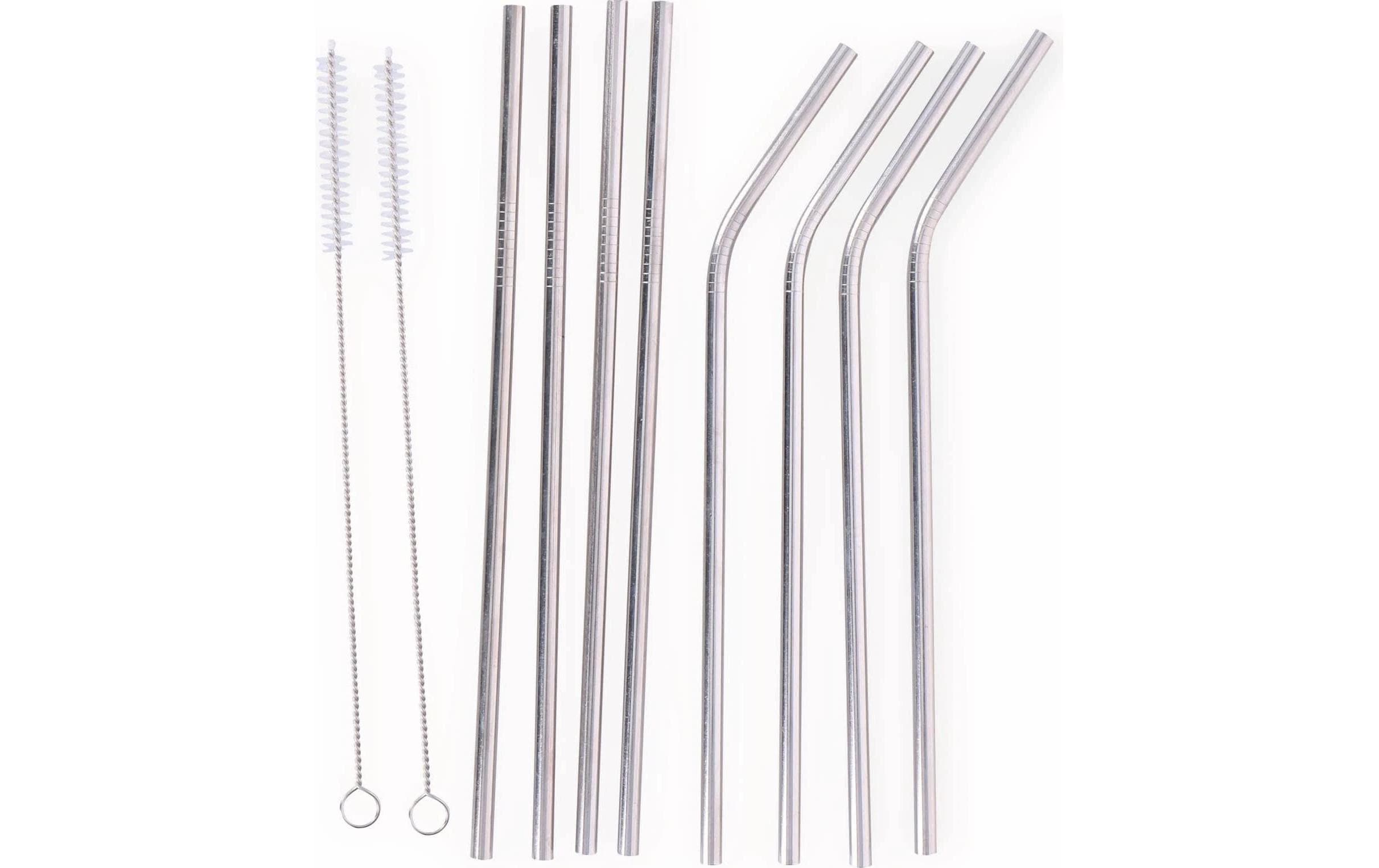 Alpina Trinkhalme – Edelstahl, Ø 0,5 cm, 21 cm, 8 Stk., inkl. 2 Bürsten