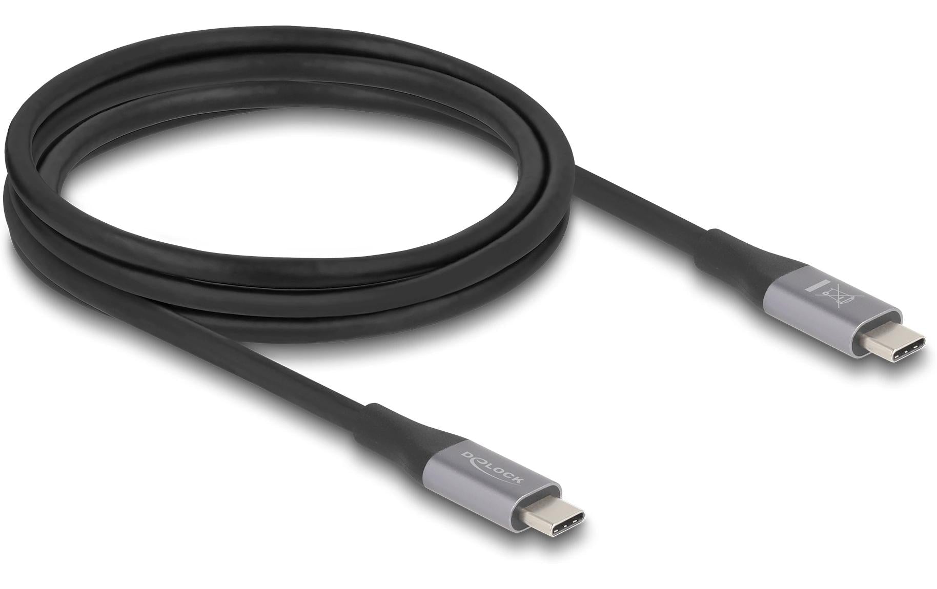 DeLOCK Thunderbolt 3 (USB-C) Kabel – 40 Gbit/s – 2 m – PD 240 W – 8K/60 (DP 2.0) – TPE-Mantel, Goldstecker