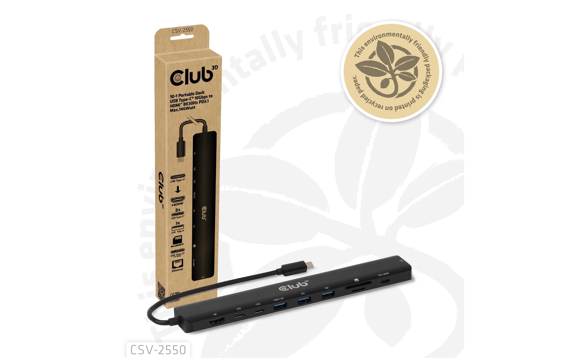 CLUB3D Club 3D CSV-2550 Dockingstation – USB-C, USB-A, SD/microSD