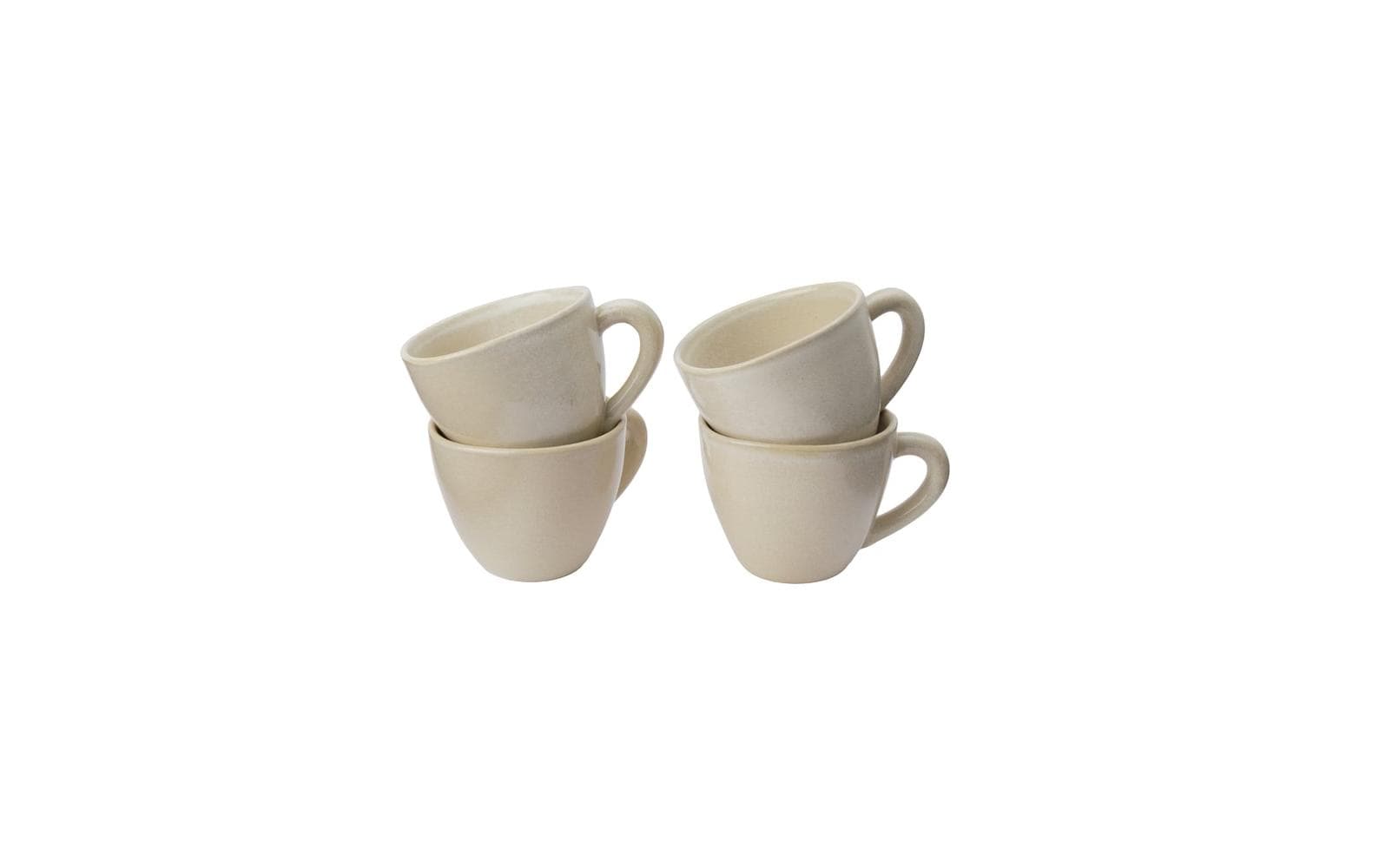 URBANARA Capela Becher – 0,20 l, Steingut, beige, handbemalt, spülmaschinenfest, mikrowellengeeignet, 4 Stück
