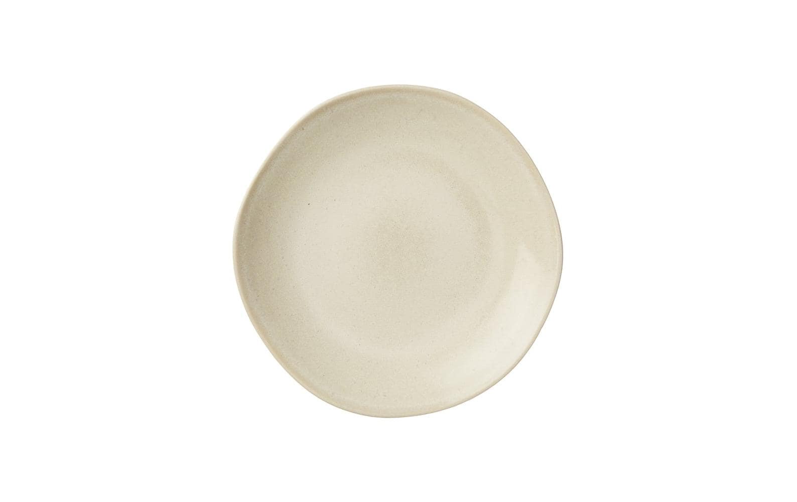 URBANARA Essteller – 4er Set, Ø 20 cm, Steingut, Beige, spülmaschinenfest, mikrowellengeeignet