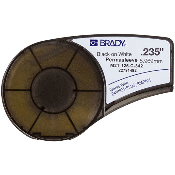 Brady Schrumpfschlauch 6 × 2,13 m – Polyolefin, Schwarz, Weiss – Thermotransfer – für BMP21 PLUS