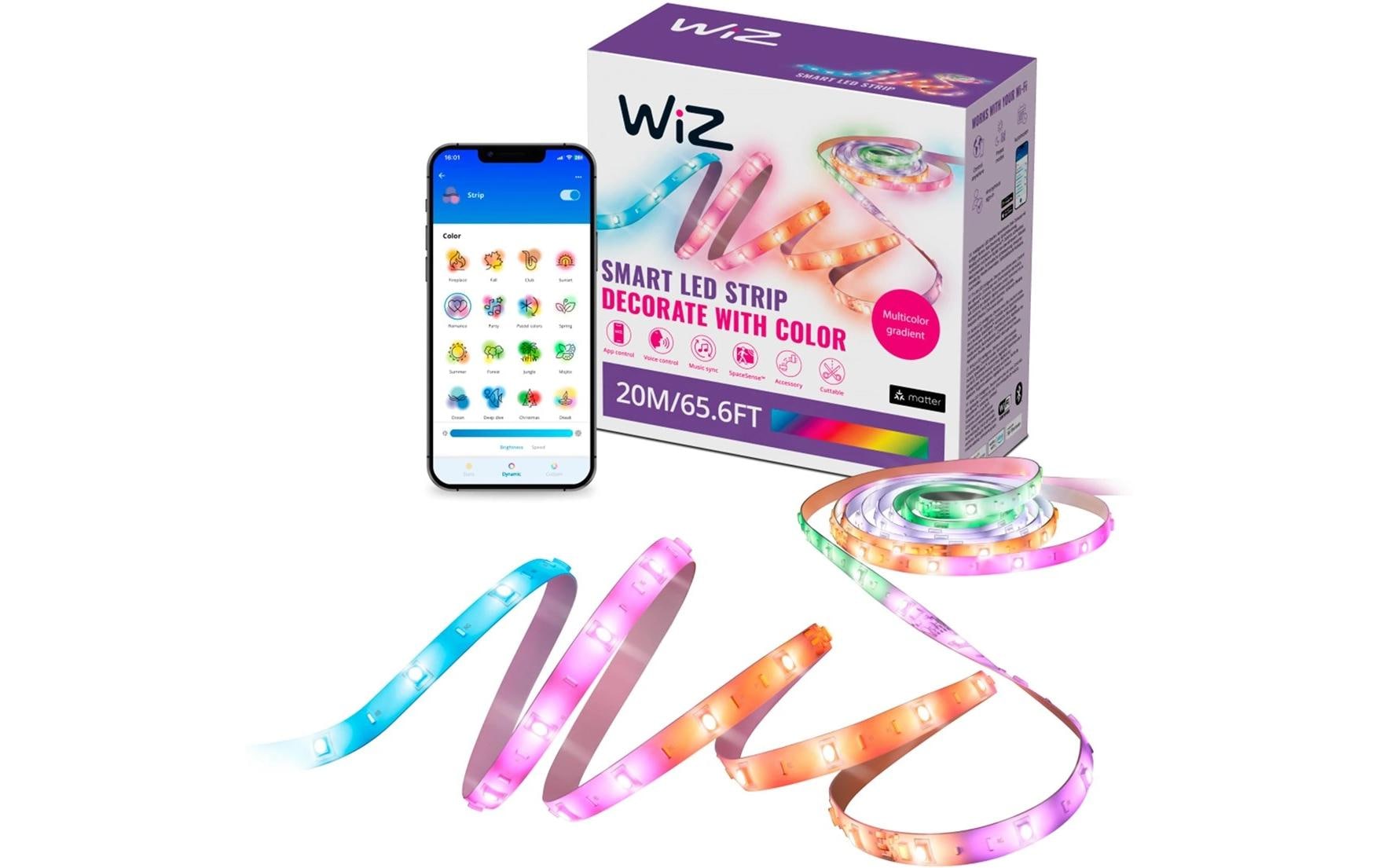 WiZ LED-Strip – 20 m, 36 W, RGBIC, 2000–6500 K, dimmbar, WiFi, für HomeKit, weiss