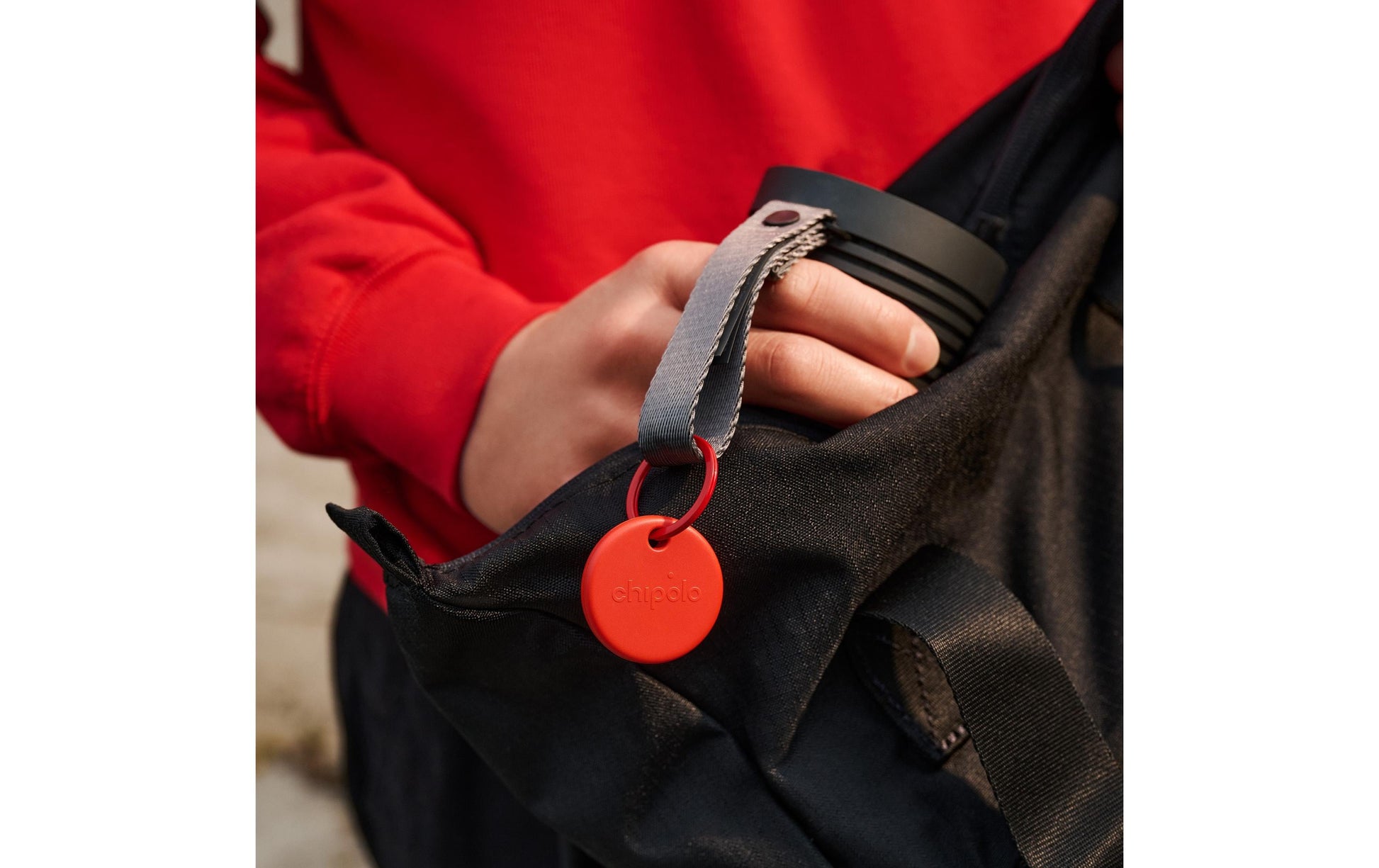 Chipolo POP – Bluetooth-Tracker – für Apple Wo ist?, Android, iOS – IP55, 90 m Reichweite – Rot