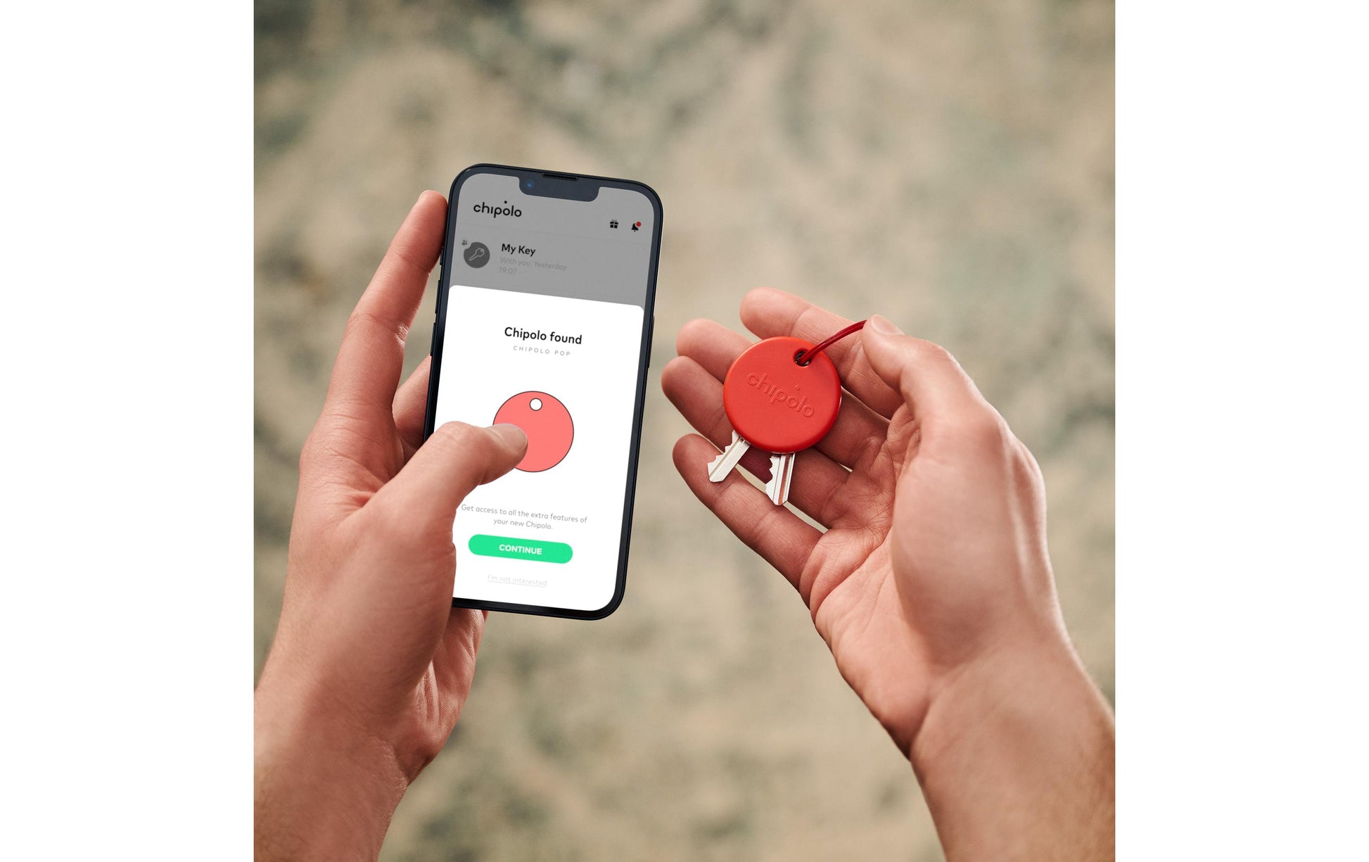 Chipolo POP – Bluetooth-Tracker – für Apple Wo ist?, Android, iOS – IP55, 90 m Reichweite – Rot