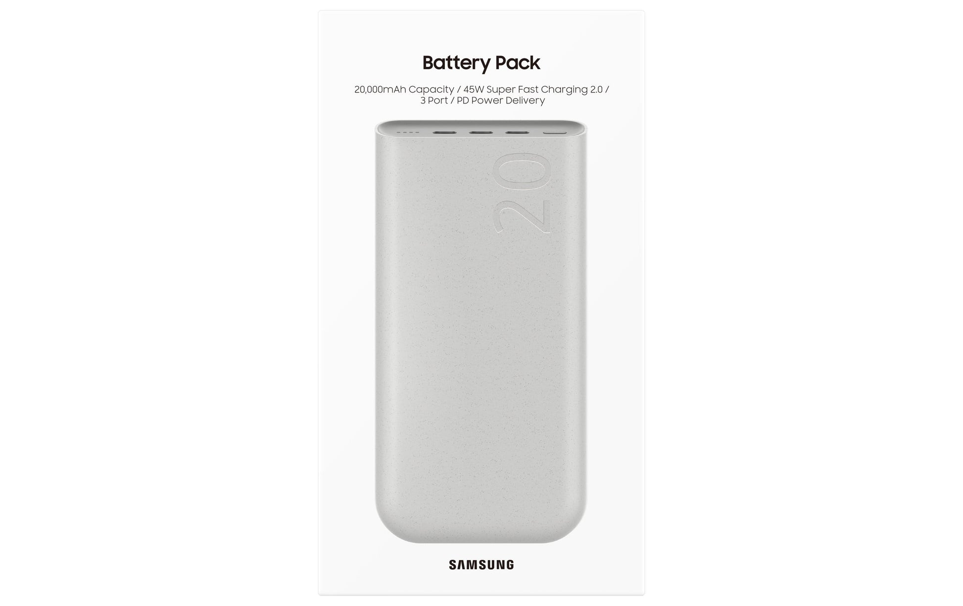Samsung Powerbank 20000 mAh, PD 45 W, 3× USB-C, Beige